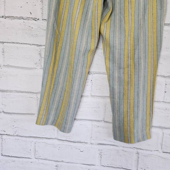 Soft Surroundings Women's Multicolor Stripe Linen Blend Crop Pants Wide Leg 10 - Picture 11 of 14